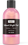Nicpro Iridescent Pink Acrylic Paint, 8.45oz / 250ml Large Bottle Pink Metallic Acrylic Paint, Color Shifting & Non-Toxic Art Painting Supplies For Craft Canvas Fabric Rock Wood Ceramic Metal