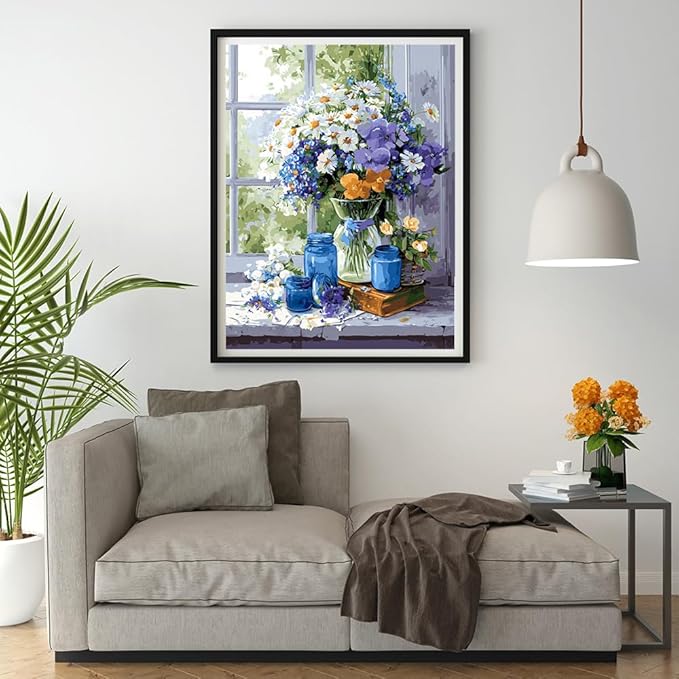 Moohue 14 ct Counted Cross Stitch Kits for Adults Flowers Cross Stitch Patterns Stamped Printed Cross Stitch Kits (Flowers 1)