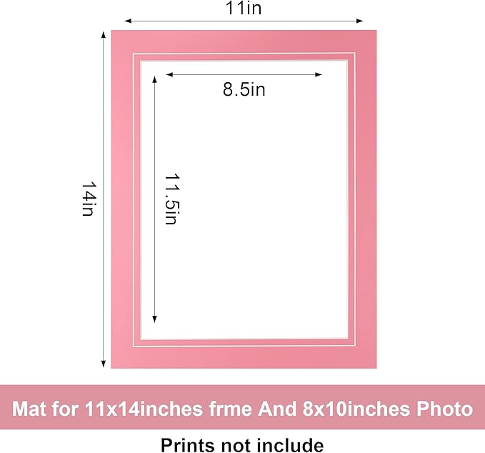 HOTUO 10 Pack Colorful 11x14 Picture Mats, Pre-Cut 11x14 Picture Frame Mat with Ivory Core Bevel Cut for 9x12 Photo, Signature Friendly 4 Ply Thickness Photo Mat for Frames (Colorful with V-Groove)