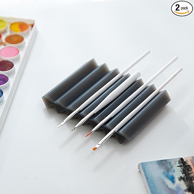 SHIMOYAMA Paint Brushes Holders, 2 Pack, Zigzag Soap Dish, Soap Holder for Watercolor Paintbrush, Bathroom, Black