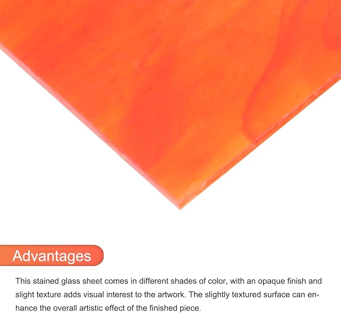 MECCANIXITY 2 Pcs Stained Glass Sheet Mosaic Tile 7.9 Inch x 5.9 Inch Watermelon Red Stained Glass Sheets for Crafts DIY Art Project
