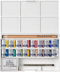 Winsor & Newton Cotman Watercolor Paint Set, Complete Pocket Set, 16 Half Pan w/ Brush, Eraser, Mixing Palette
