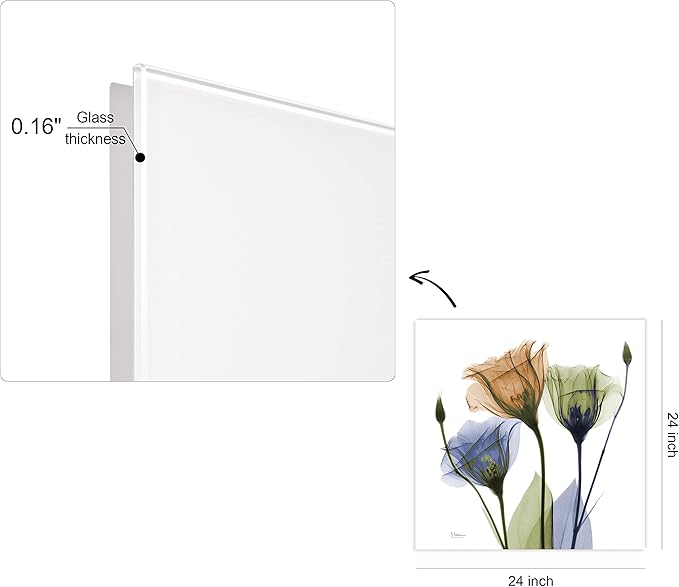 Empire Art Direct Frameless Free Floating Tempered Glass Panel Graphic Wall Art Ready to Hang, 24" x 24", Gentian Buddies, Multi-color Flower