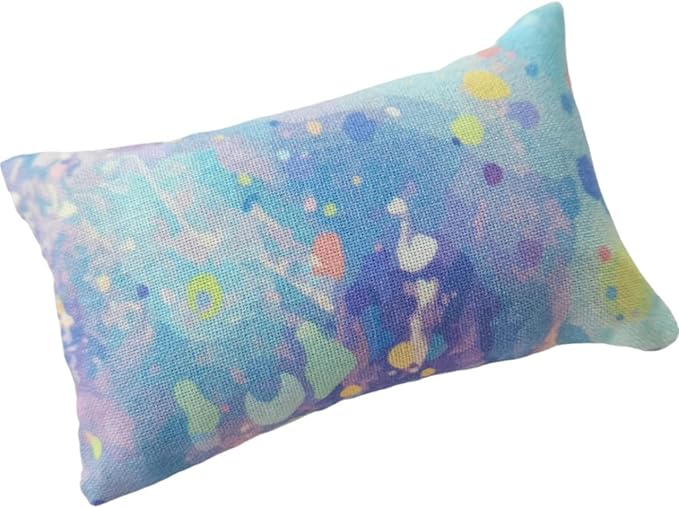 Emery Pincushion for Sewing - Filled with Abrasive Emery Sand - Rectangular Pastel Blue Abstract Pattern Fabric - Handmade in USA (2"x3", Watercolor)