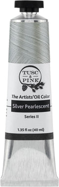 Tusc & Pine Artist Oil Paint - Silver Pearlescent, 40 ml, Non-Yellowing, Rich & Creamy Consistency, Maximum Pigment Load, Small Batch Milled Oil Paints Made in the USA for Professional Artists