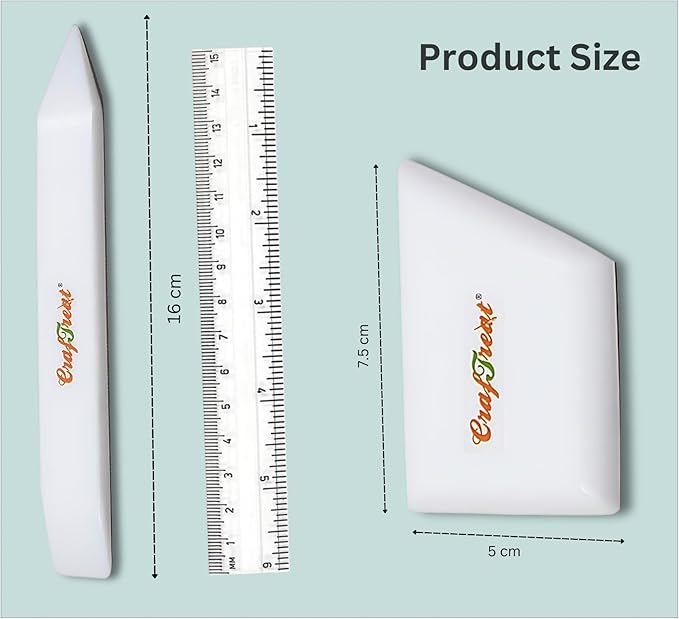 CrafTreat Teflon Bone Folder and Scoring Tool Set - Large & Ergo Square - Paper Scorer for Paper Crafting, Origami, Bookbinding - Leather Burnishing Tool - Smooth, Non Stick, Ergonomic Craft Tool