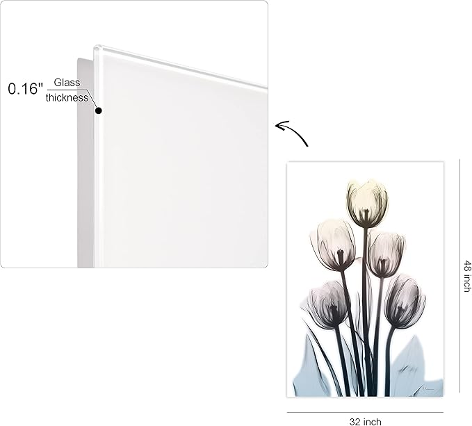Empire Art Direct 48"x32" Frameless Tempered Glass Wall Art, Springing Tulips Wall Art, Flower Wall Decor, Ready to Hang, X-Photography Wall Decor, Living Room, Bedroom, Home Office