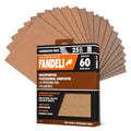 Fandeli 36021 060 Grit Multipurpose Sandpaper Sheets, Brown , 9" x 11", 25-Sheet