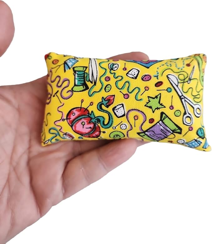 Nakpunar Emery Pincushion for Sewing, Quilting, Needlework - Pin Cushion Filled with Abrasive Turkish Emery Sand - Handmade in USA (White Floral Design on Navy Blue Background)