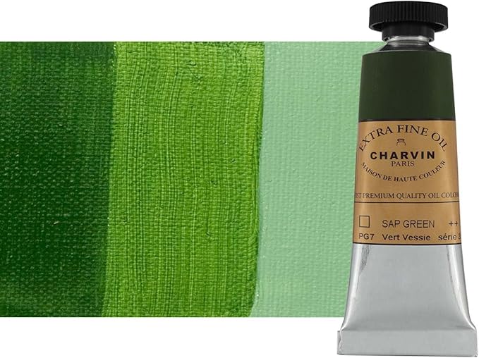 Charvin Extra Fine Oil Paint, Sap Green 20 mL - Triple-Milled, Rich Texture, Poppy Oil-Based, Light-Fast, Handmade, Archival Quality