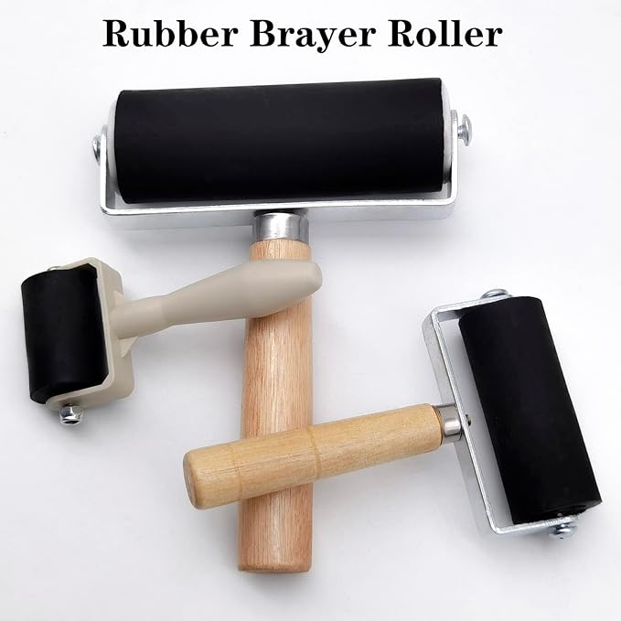 HRJZF Rubber Brayer Roller Set, 16 Pack, 1.4 Inch, Printmaking and Stamping Tools