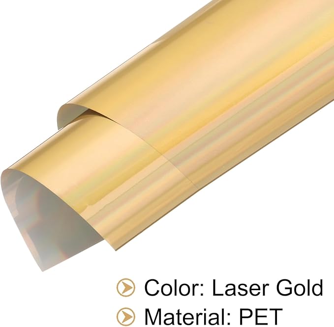 MECCANIXITY 50 Sheets Heat Reactive Foil, 20x29cm Laser Gold Foil Transfer Sheets Toner Reactive Foil Transfer Foil Sheets Hot Foil Stamping Paper for Crafts DIY Cardmaking Album Decoration