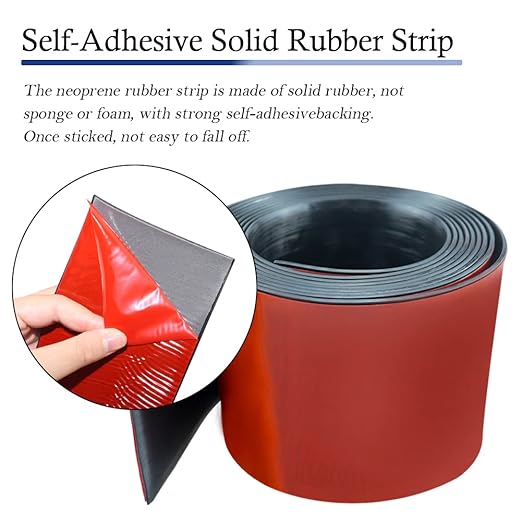 Neoprene Rubber Strips Self Adhesive Solid Rubber Sheets, Rolls & Strips for DIY Gaskets Crafts Pads Seals Warehouse Flooring Neoprene Sheet with Adhesive Backing (6" Wide x 1/16" Thick x 10' Long)