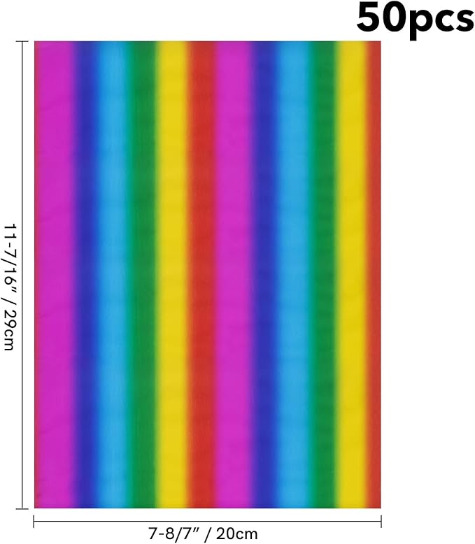 Briartw 20x29cm Hot Foil Paper 50 Sheets Pack Toner Reactive Foil Hot Stamping Foil Paper by Laser Printer and Laminator for Scrapbooking Craft Cardmaking DIY Album (Straight Colorful, 50 Sheets)