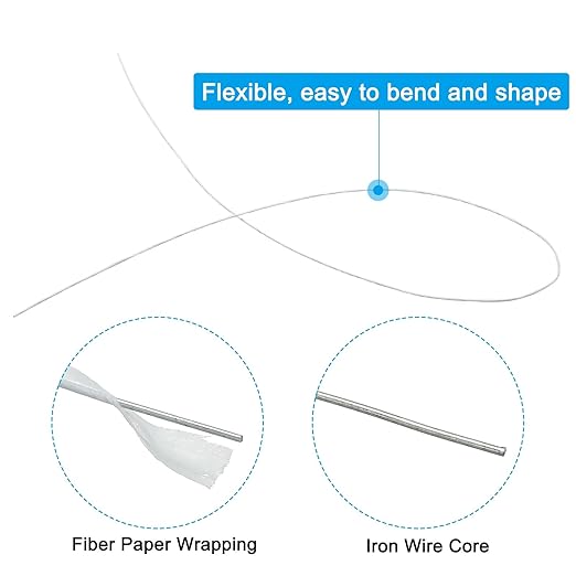 PATIKIL 28 Gauge 16" Floral Stem Wire, 100 Pcs Paper Wrapped Iron Artificial Flower Stem Accessories for DIY Bouquet Stem and Craft Decoration, White
