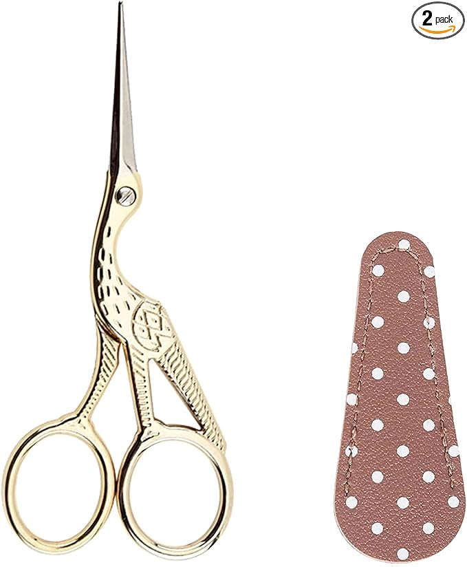 BIHRTC 4.5Inch Embroidery Scissors Sharp Tip Stainless Steel Little Scissors for Knitting Cross Stitch Cutting Embroidery Sewing Handcraft Craft Art Work DIY Tool Gold
