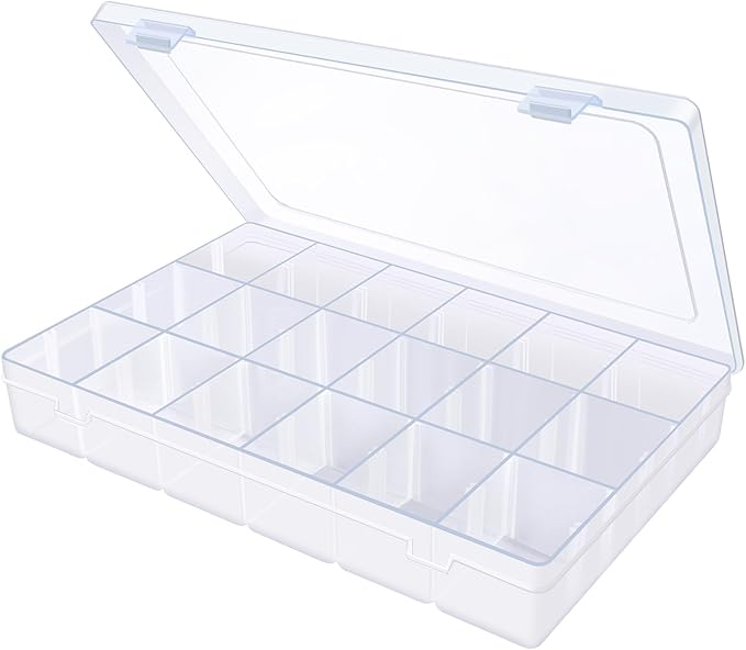 2Pack 24 Grids Craft Organizers and Storage Bead Organizer Tackle Box Organizer with Adjustable Divider, Plastic, Clear