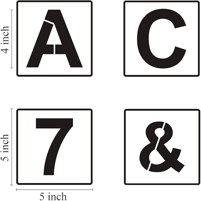 Alphabet Letter and Number Stencils 5 Inch - 40 Pack Large Letters and Numbers Stencil Templates with Signs for Painting on Wood, Reusable Letter Stencils for Chalkboard Signs & Wood Wall Art