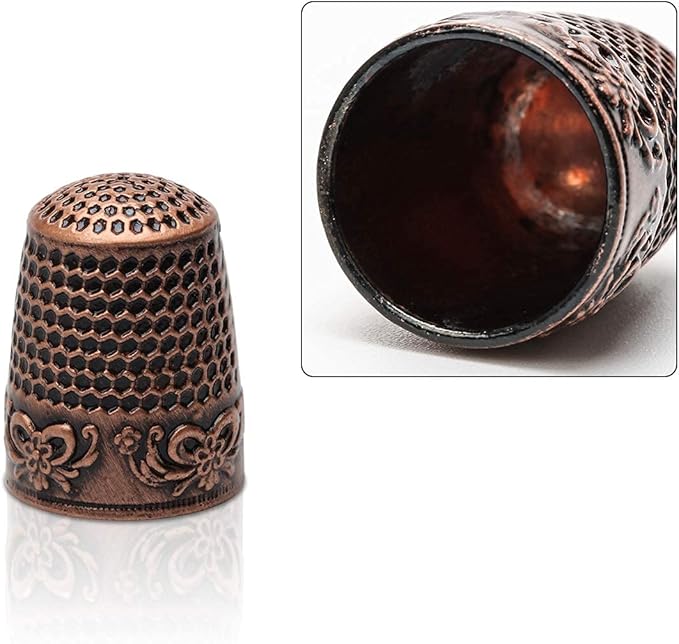 4 Piece Sewing Thimble Hand-Working Sewing Thimble Finger Protector Adjustable Metal Finger Shield Ring Needlework Fingertip DIY Sewing Tools Accessories