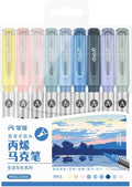 9 Color Acrylic Paint Markers, Brush Tip Acrylic Paint Pens With Visual Ink Window, Fabric Paint Markers for Clothes, Textile - High Coverage on Wood, Glass, Rock - DIY Art Supplies for Kids, Adults