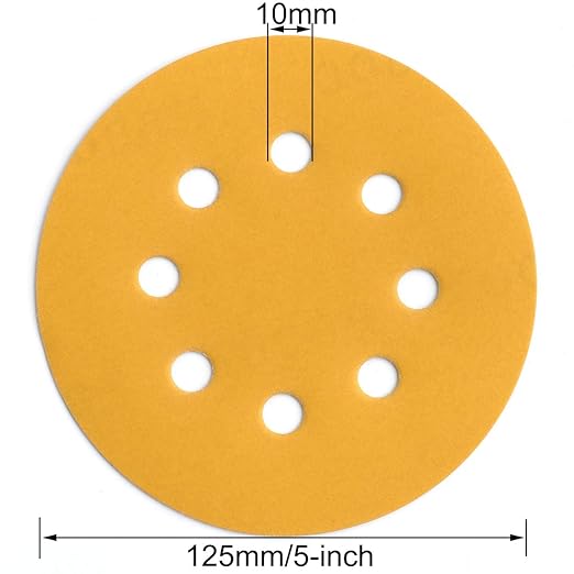5-Inch 8-Hole Hook and Loop Sanding Discs 800-Grit Random Orbit Sandpaper, 100-Pack