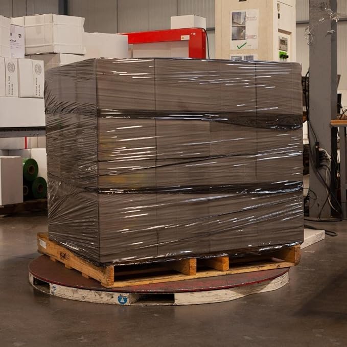 PSBM Black Stretch Wrap, 15 Inch x 1476 Feet, 144 Pack, Tinted Pre-Stretched Shrink Wrap Film for Moving, Packaging, Pallet Wrapping