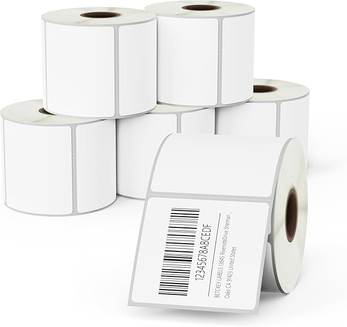 BETCKEY - 2.25" x 2" (57 mm x 51 mm) Address Removable Film Label - Durable Waterproof - Compatible with Zebra & Rollo Label Printer [6 Rolls, 4200 Labels]