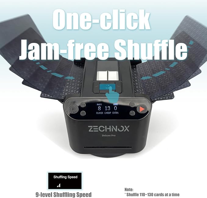 2025 New Smart 2-in-1 Automatic Card Shuffler and Dealer,Programmable Card Dealer,Card Shuffler 2 Deck,360° Rotation,Ultra Quiet,Rechargeable,Support 12 Players,with 4 Wireless Buttons (Jet Black)