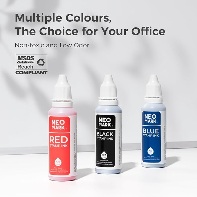 Premium Stamp Ink, Quick-Drying and AP-Certified Non-Toxic Refill Ink for Self-Inking Stamps, Date Stamps and Stamp Pads(Black, 1oz)