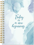 A5 Blank Notebook - 70 Sheets/140 Pages Blank Paper Notebook, 100 GSM Thick White Paper, 5.8" x 8.3" Spiral Blank Journal, Blue Watercolor