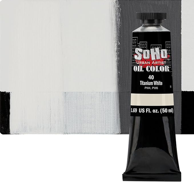 Soho Urban Artist Oil Paint - Titanium White, 50 ml Tube - Best Valued Oil Colors for Painting, Excellent Pigment Load