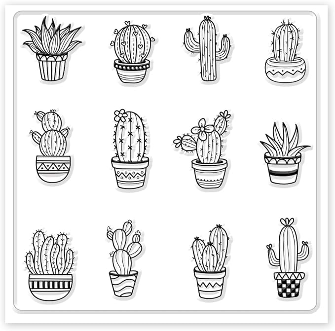 CHGCRAFT Polymer Clay Texture Sheet Cactus Clear Clay Texture Mat Silicone Molding Pattern Pad for Making Earrings Jewelry, 5.5x5.5inch