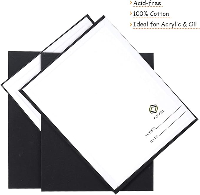 CONDA Black Canvases for Painting 11x14 inch, Pack of 14,100% Cotton Acid-Free, Canvas Panels, 8 oz Gesso-Primed, Art Boards for Oil & Acrylic Painting