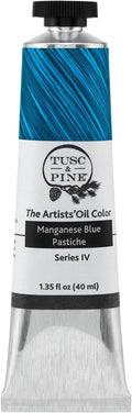 Tusc & Pine Artist Oil Paint - Manganese Blue Pastiche, 40 ml, Non-Yellowing, Rich & Creamy Consistency, Maximum Pigment Load, Small Batch Milled Oil Paints Made in the USA for Professional Artists