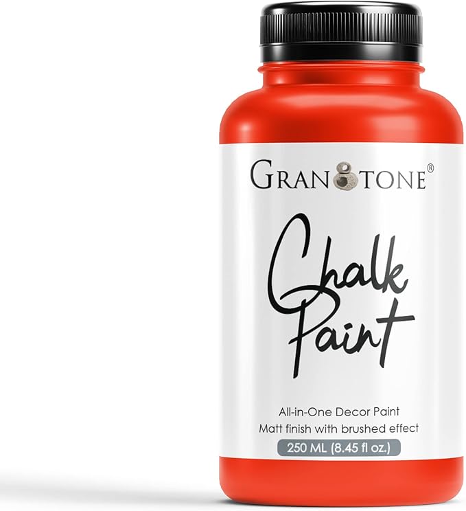 GRANOTONE Chalk Paint for Furniture | Matt-Finish Water-Based Acrylic Paint for Wood, Walls, Metal, Glass, Paper, Fabric Canvas | Maximum Coverage Chalk Paint for Kids & Adults, 120 Ml (RED)