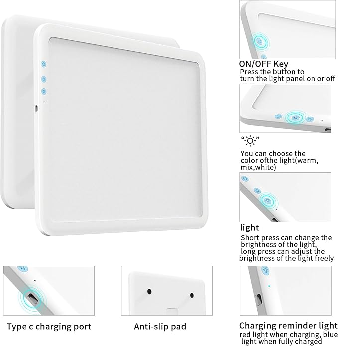 Rechargeable A3 Diamond Art Light Board,Super Bright Tracing Light Box,6 Levels Brightness with 3 Colors Mode and Stand, Wireless Tracing Pad for Diamond Painting,Weeding Vinyl,Sketching & Drawing