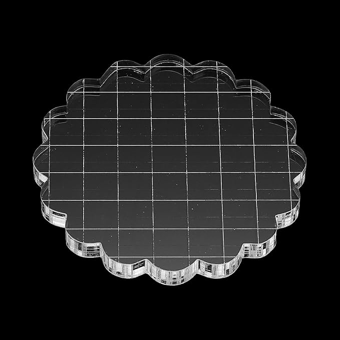 PATIKIL 3" Acrylic Stamp Block, 6Pcs Clear Stamping Block with Grid Lines Decorative Mounting Blocks Round for Scrapbooking DIY Crafts Card Making
