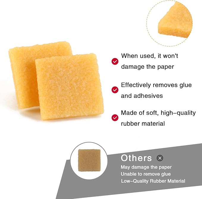 4pcs Glue and Residue Eraser Rubber Cement Cleaner for Removing Adhesive and Residues from Paper Plastic and More