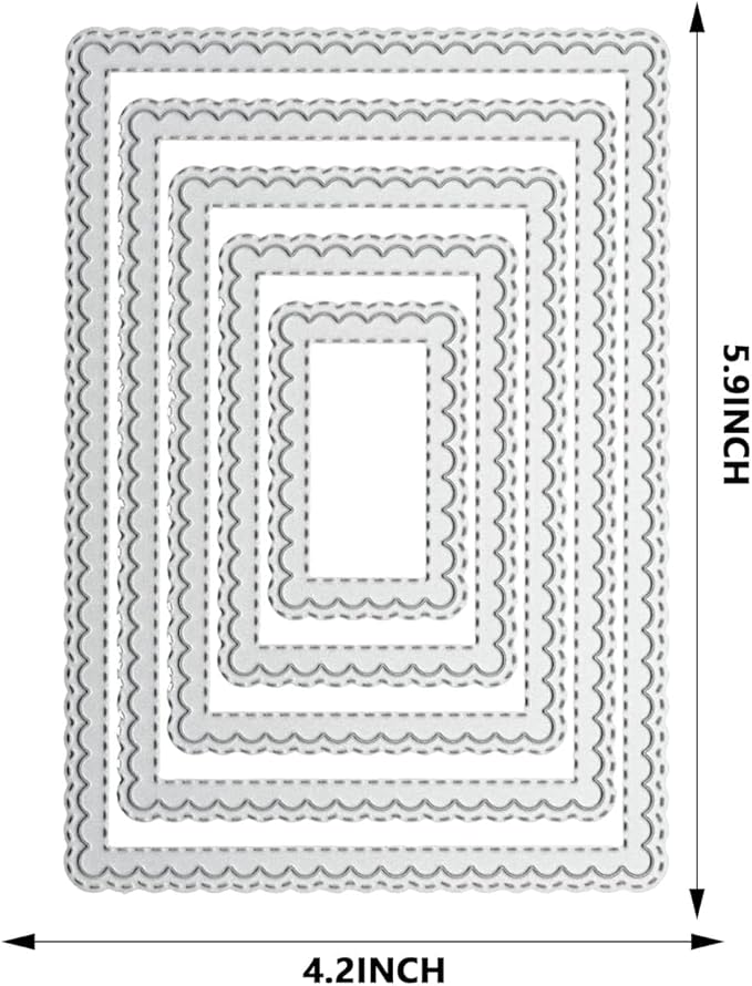 YKW Scalloped Background Frame Metal Cutting Dies Set for Card Making Albums Scrapbooking Paper Crafts DIY Tool Kit, Embossing Tools Die Cuts Etching Templates Stamps Paper Card Decorations