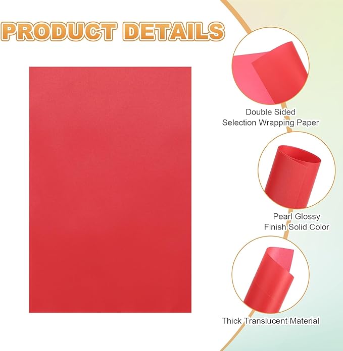 MECCANIXITY 100 Sheet Colored Vellum Paper 4" x 6", 100gsm Translucent Printable Vellum Sheets for Printing Wedding Invitations Inkjet Laser Printer, Red