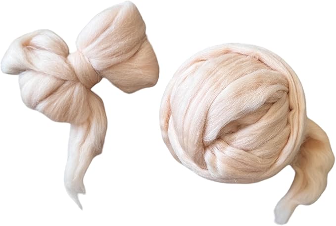 Kondoos Colored Natural Wool roving, 8 OZ. Best Wool for Needle Felting, Wet Felting, handcrafts and Spinning. (Nude Pink, 8 oz)
