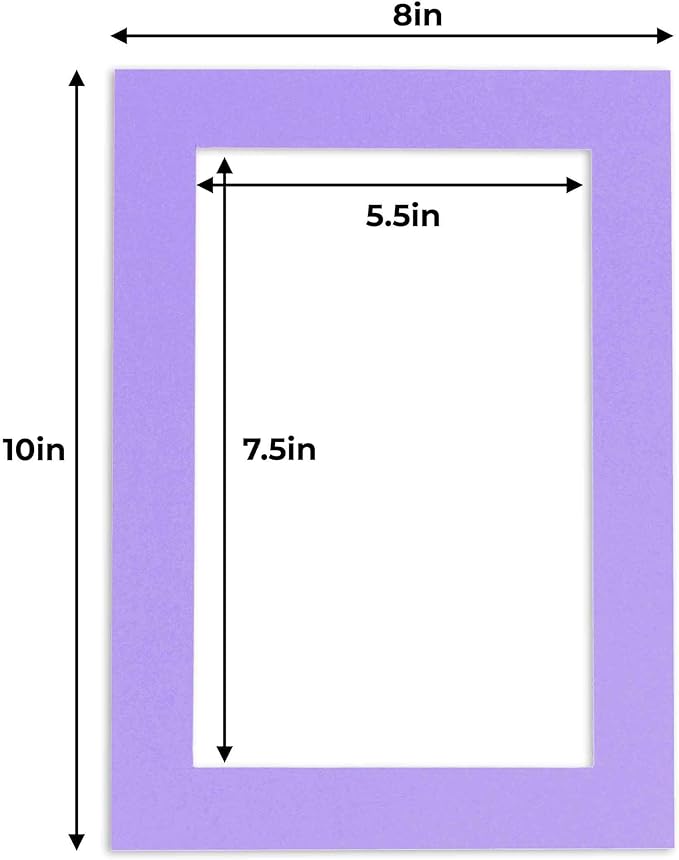 6x8 Mat for 8x10 Frame - Precut Mat Board Acid-Free Show Kit with Backing Board, and Clear Bags Light Purple 6x8 Photo Matte Made to Fit a 8x10 Picture Frame Matboard for Framing, Pack of 10 Mats