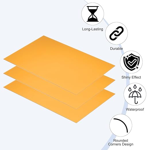 PATIKIL 8x12 Inch Anodized Aluminum Sheet Metal, 1Pcs Laser Plates Engraving Blanks 0.5MM Thin Rectangle for Crafting DIY House Laser Engraving, Yellow