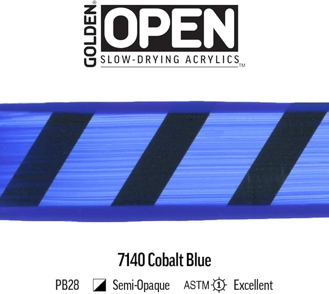OPEN Slow-Drying Acrylics by GOLDEN, Cobalt Blue, 2 fl oz. tube, Professional Acrylic Paint, Semi-Opaque