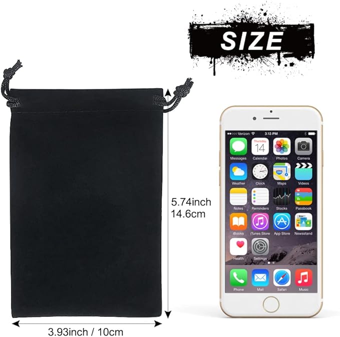 Shintop 20pcs velvet bags with drawstrings, 4x6inch Gift Bags Black Velvet Jewelry Pouches for Dice Wedding Party Favor