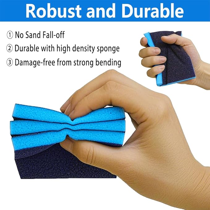 16 Pack 120 Grits Sanding Sponge Medium Sanding Block, Washable and Reusable Wet Dry Sandpaper Block Sandpaper Sponge for Wood Metal FurniturePaint and Drywall
