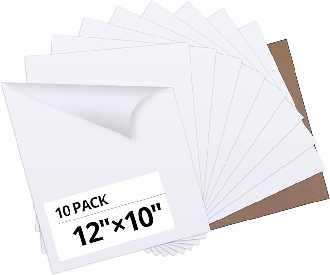 HTVRONT White Heat Transfer Vinyl Bundle - 10 Pack 12" x 10" HTV Vinyl for T-Shirt, White Iron on Vinyl for for All Cutting Machine or Heat Press Machine
