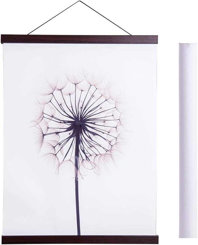 Artmag Magnetic Poster Hanger Frame, 40x27 40x30 40x60 Light Wood Wooden Magnet Canvas Artwork Print Poster Hangers Frames Hanging Kit (Walnut, 40")