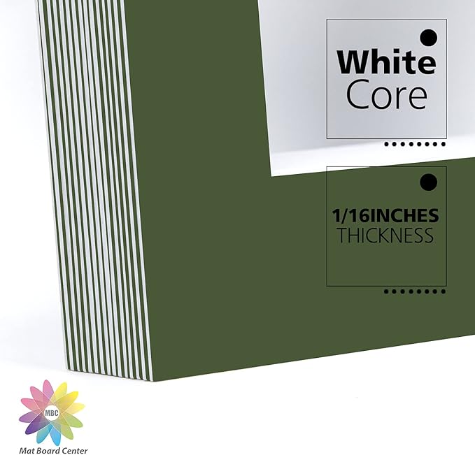 Mat Board Center, Pack of 10, 11x14 for 8x10 Rock Garden Color Mats - Acid Free, 4-ply Thickness, White Core - for Pictures, Photos, Framing
