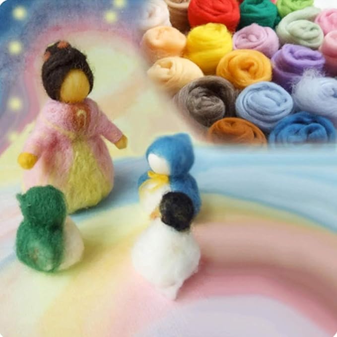 3.53oz Wool Roving Yarn, Wool Felting Supplies, Pure Wools, Chunky Yarn, Spinning Wool Roving for Needle Felting Wet Felting DIY Hand Spinning (Grass Green)